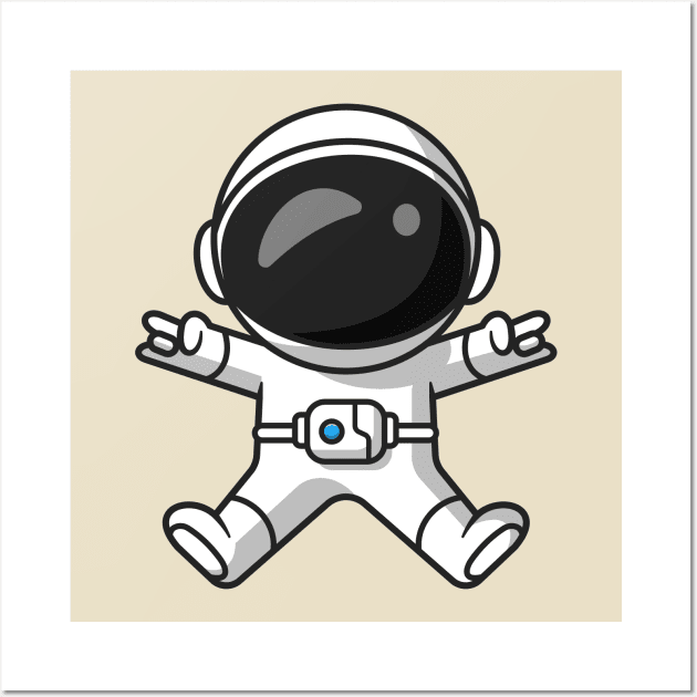 Cute Astronaut Jumping With Metal Hands Cartoon Wall Art by Catalyst Labs